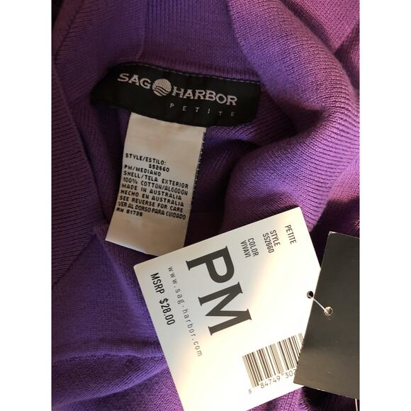 Nwt Sag Harbor Sleeveless Sweater PM Purple V-neck & Back Cotton Soft Knit - Picture 4 of 5